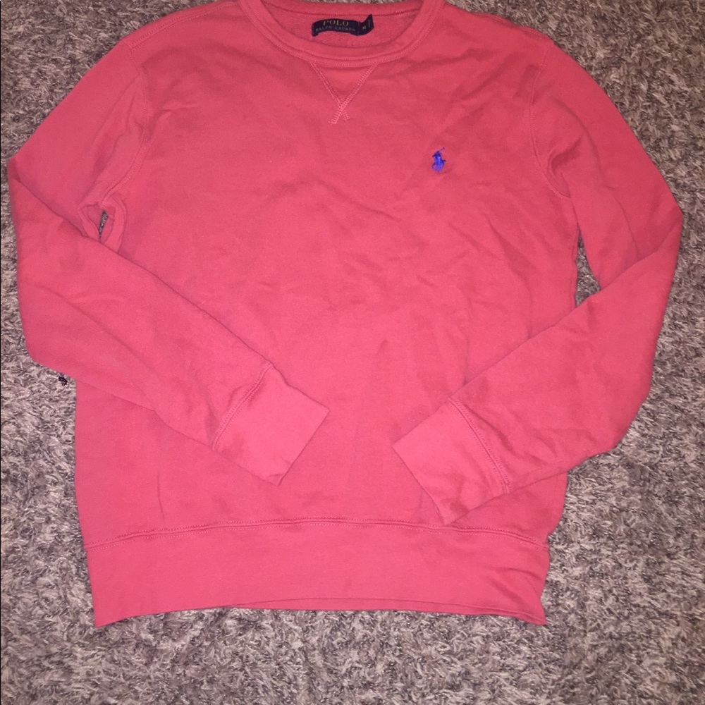 Red polo crew neck